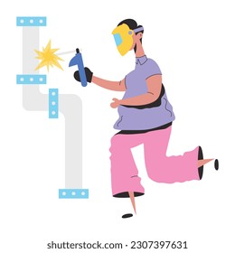 A handy flat illustration of welder 