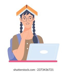Handy flat illustration of a working student 