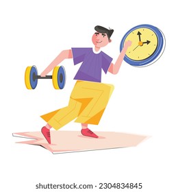 Handy flat illustration of workout time 