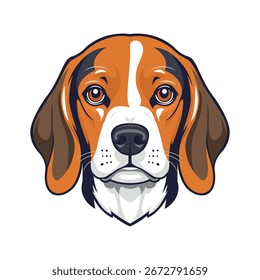 Práctico logotipo de mascota plana de un perro beagle amistoso