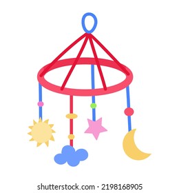 A handy flat sticker of baby rattle 
