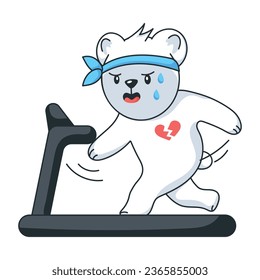 Handy flat sticker of bear workout 