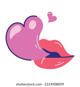 Handy flat sticker of blowing lips 
