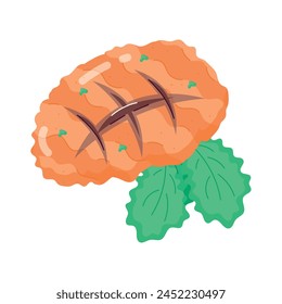 A handy flat sticker depicting grilled steak
