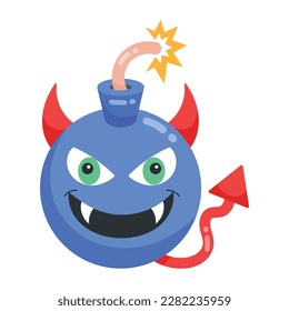 A handy flat sticker of devil bomb 