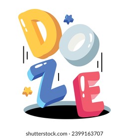 Handy flat sticker of doze word 