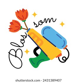 Práctica pegatina plana de una pistola de flores 