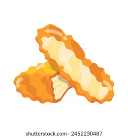 Ein praktischer flacher Aufkleber aus gebratenem Hühnchen