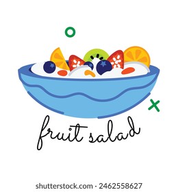 A handy flat sticker of fruit salad 