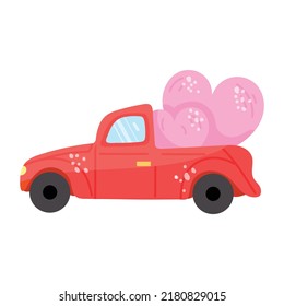 Un práctico icono de pegatina plana en el coche de boda 