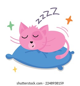 A handy flat sticker of lazy cat 