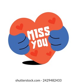 Handy flat sticker of miss you typography 