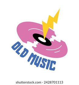 Handy flat sticker of old music typography 