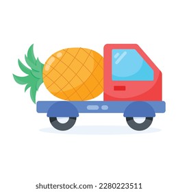 A handy flat sticker of pineapple truck 