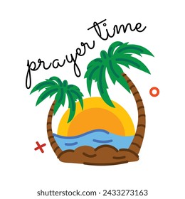Handy flat sticker of prayer time 