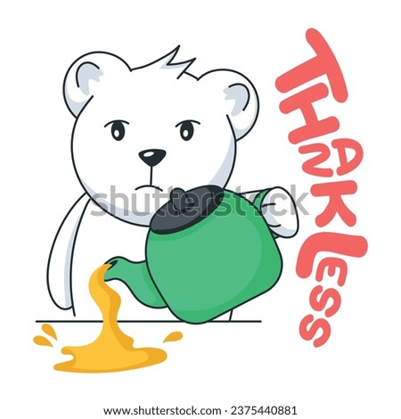 Handy flat sticker of thankless bear 