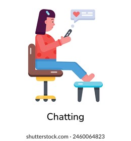 Handy flat style icon of a chatting girl 