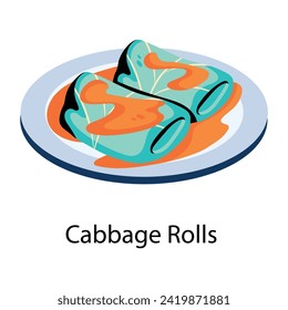 Handy flat style icon depicting cabbage rolls 