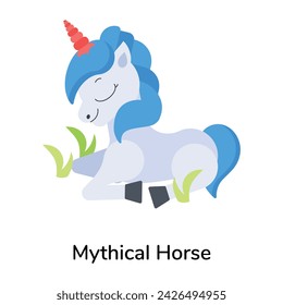 Handy flat style icon of a mythical horse 
