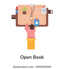 Práctico icono de estilo plano de un libro abierto 