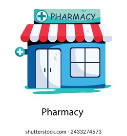 Handy flat style icon of a pharmacy 