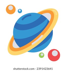 Handy flat style icon of planet orbit 