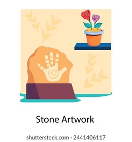 Handy flat style icon of stone artwork 