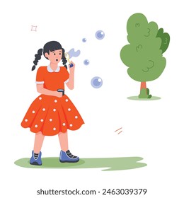 Handy  Garden Activities Flat Illustrations  


