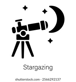 Handy glyph icon depicting stargazing 