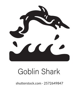 Handy glyph icon of a goblin shark 