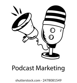 Handy glyph icon of podcast marketing 