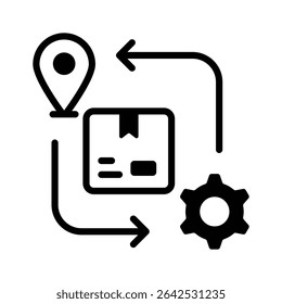 A handy glyph icon showing delivery management process