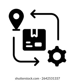 A handy glyph icon showing delivery management process
