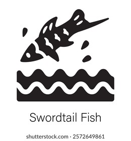 Handy glyph icon of a swordtail fish 