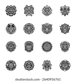 Handy Glyph Icons of Taino Indigenous Symbols

