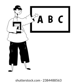 Handy glyph illustration of english teacher 