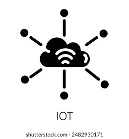 Handy glyph style icon depicting iot 