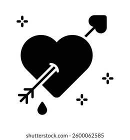 A handy glyph style icon depicting cupid heart