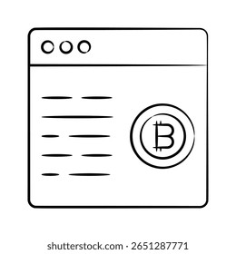 A handy hand drawn style icon showing bitcoin website