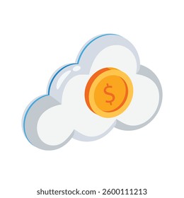 A handy icon of cloud income designed in 3d style