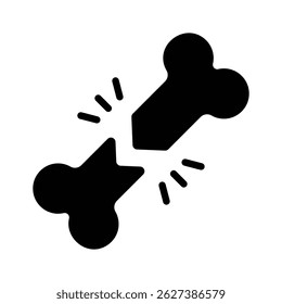 Icono práctico de hueso agrietado diseñado en estilo glifo
