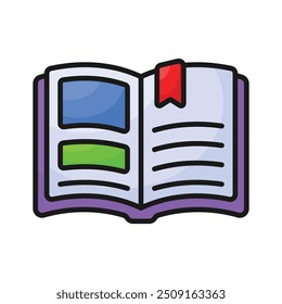 A handy icon of open book denoting knowledge, education and literature