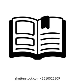 A handy icon of open book denoting knowledge, education and literature