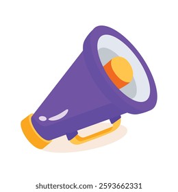 A handy icon of party megaphone designed in 3d style