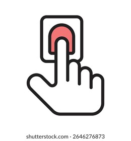 A handy icon of touch hand designed in outline style