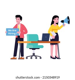 A handy illustration of interview in flat style 

