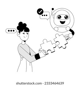 Handy illustration of robot solution in sketchy style 