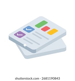 Icono isométrico práctico para la hoja de informe de auditoría anual