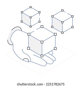 A handy isometric icon of blockchain technology 