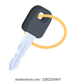 Un práctico icono isométrico de la llave del coche 